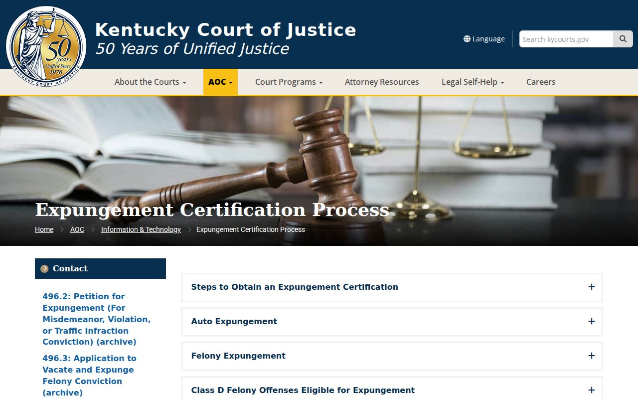 Muhlenberg County criminal history Kentucky expungement process