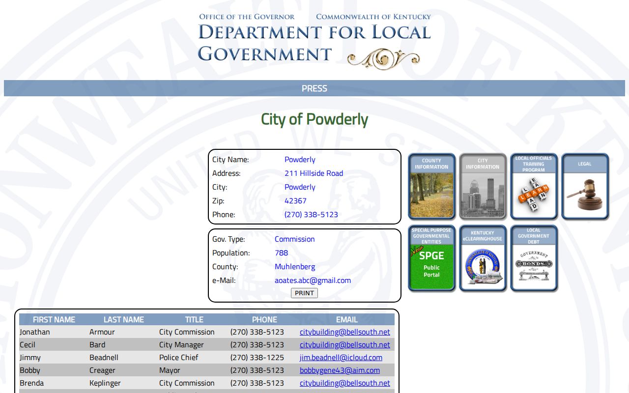 Powderly and Muhlenberg County criminal records official Kentucky city profile